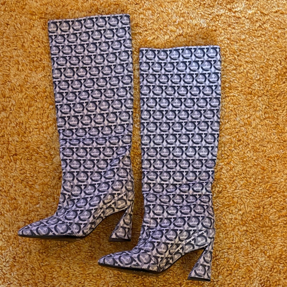 Ferragamo Knee-High Patterned Boots